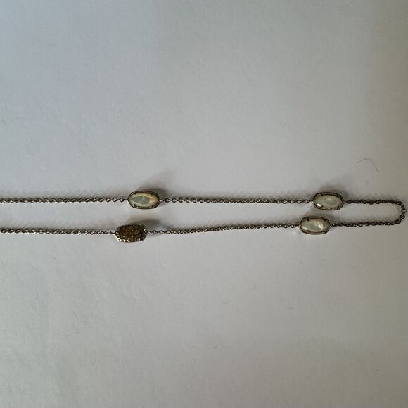 Kendra Scott Kellie long station necklace Ivory mother of pearl Gold tone 38” - Picture 7 of 10